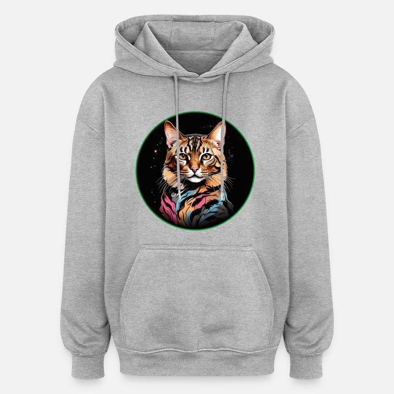 Chat Bengal avec écharpe - Sweat à capuche oversize unisexe - gris chiné