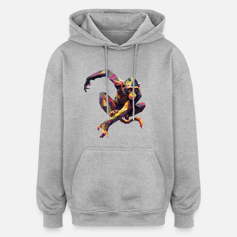 Geometrischer bunter Affe - Oversized Unisex Hoodie - Grau meliert