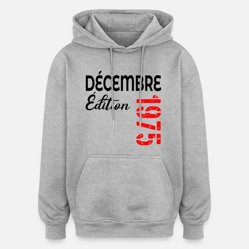 Joyeux 51e anniversaire Décembre 1985 - Sweat à capuche oversize unisexe - gris chiné