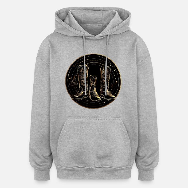Bottes dorées en cercle - Sweat à capuche oversize unisexe - gris chiné