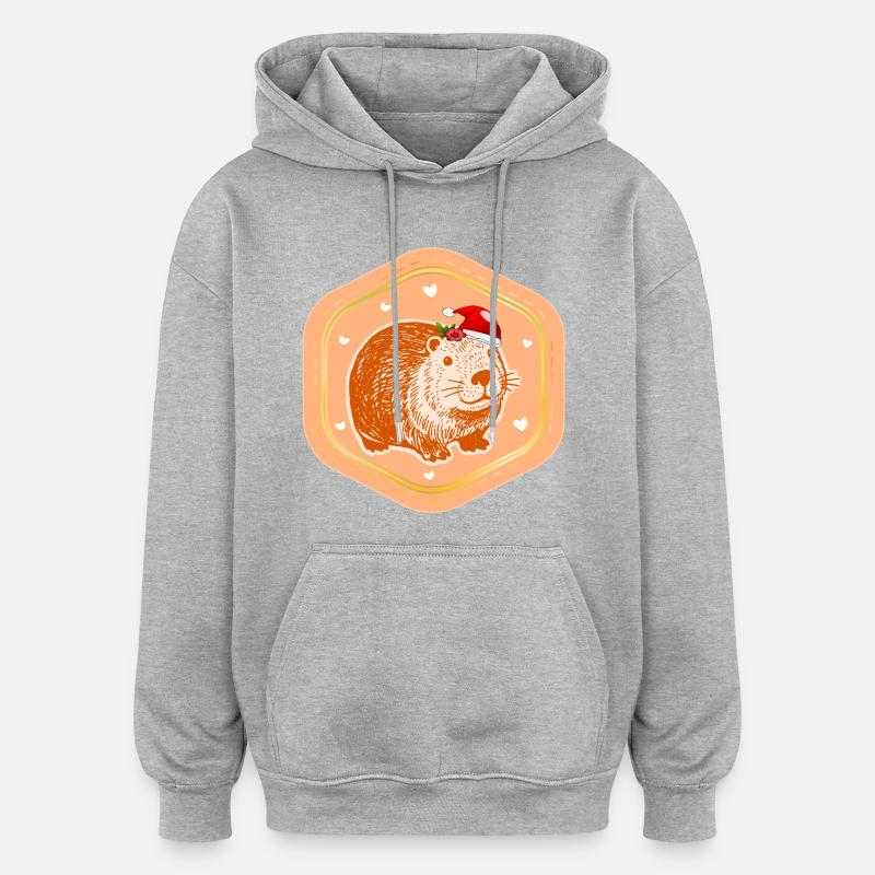 CAPYBARA DE NOËL SAINT-NICOLAS - Sweat à capuche oversize unisexe - gris chiné