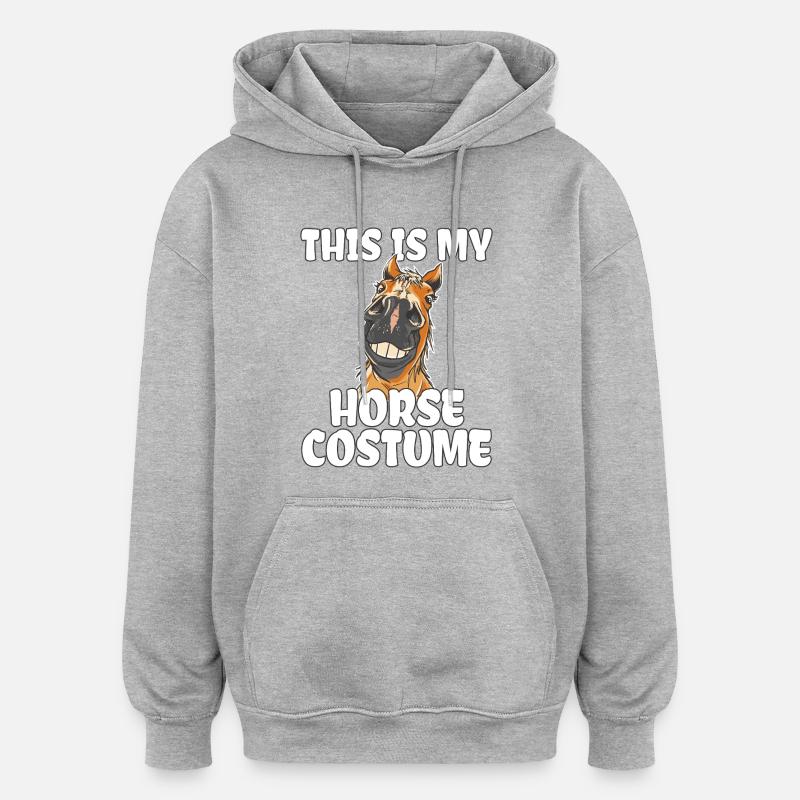 Grinsendes Pferd Pferde Kostüm Pferdekostüm - Oversized Unisex Hoodie - Grau meliert