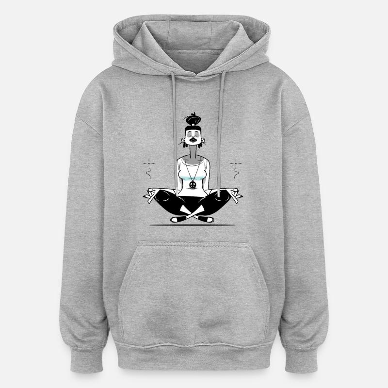 Méditer - Sweat à capuche oversize unisexe - gris chiné