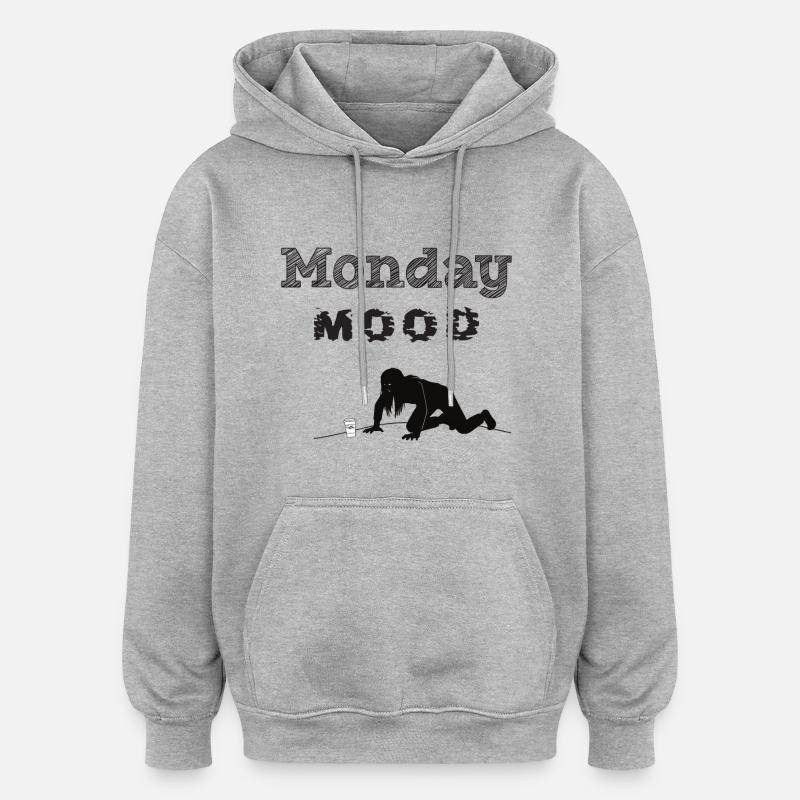 monday_mood_1 - Sweat à capuche oversize unisexe - gris chiné