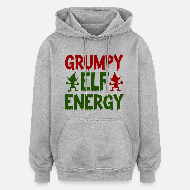 Grumpy Elf Energy Grumpy Imp - Oversized Unisex Hoodie - heather grey