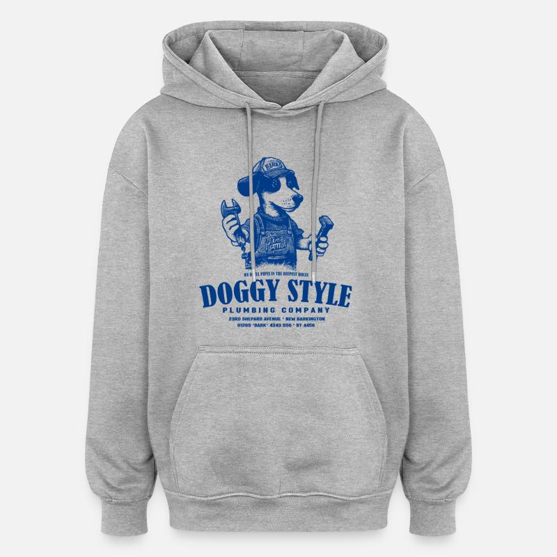 Service de plomberie en chien - Sweat à capuche oversize unisexe - gris chiné