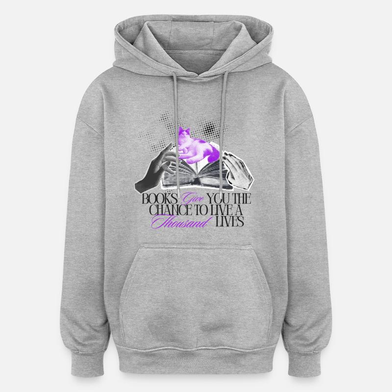Bücher geben Dir tausend Leben - Oversized Unisex Hoodie - Grau meliert