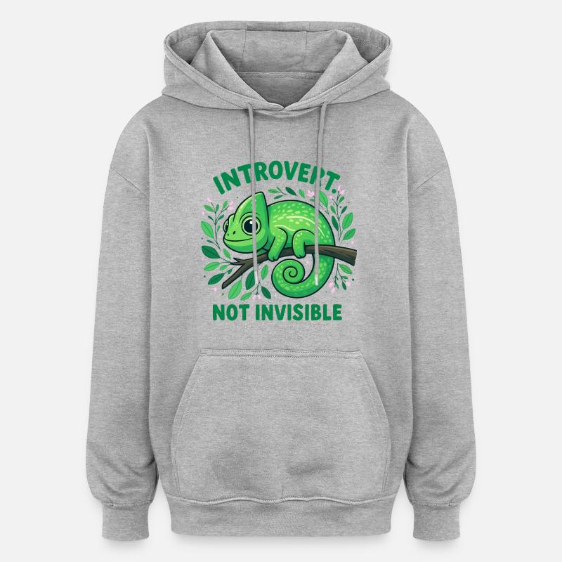Caméléon introverti - Sweat à capuche oversize unisexe - gris chiné
