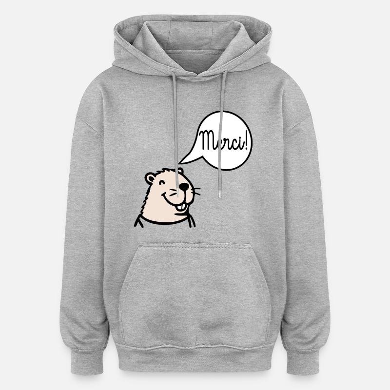 Merci Capybara - Sweat à capuche oversize unisexe - gris chiné