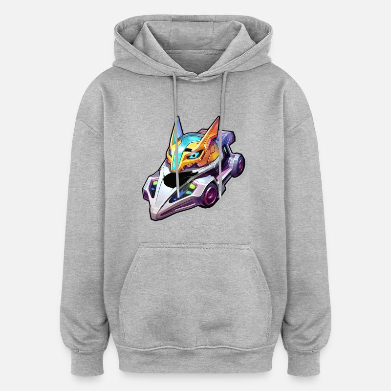 Casque de course néon style Dragon - Sweat à capuche oversize unisexe - gris chiné