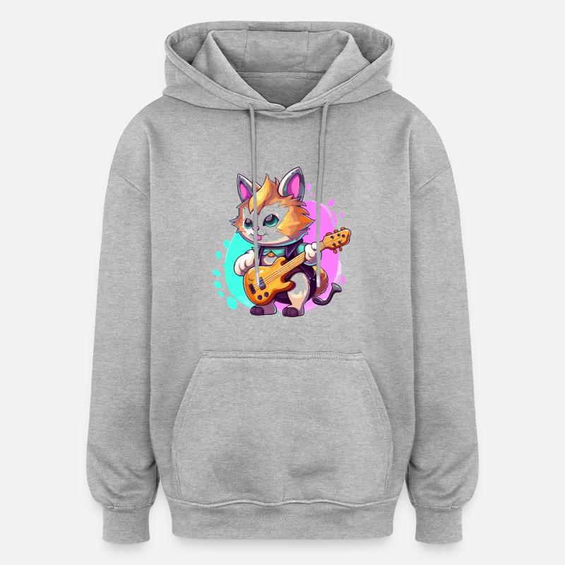 Un âne patchwork style doodle - Sweat à capuche oversize unisexe - gris chiné