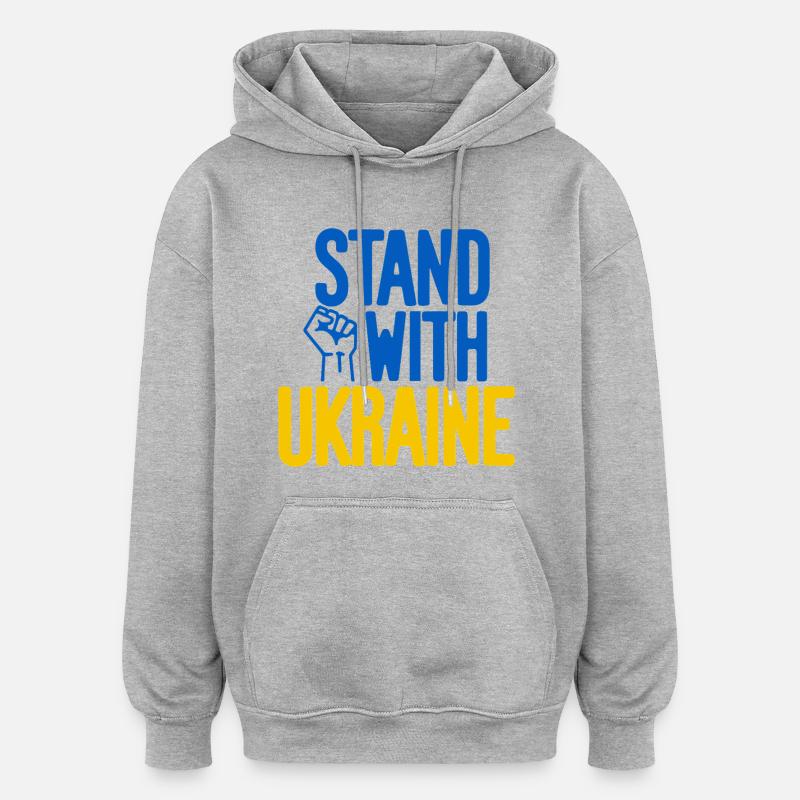 Solidarité avec l’Ukraine - Sweat à capuche oversize unisexe - gris chiné