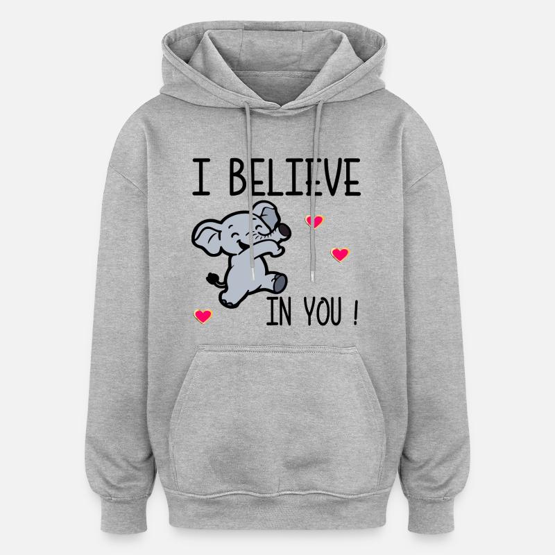 Motivation – Ich glaube an dich - Oversized Unisex Hoodie - Grau meliert