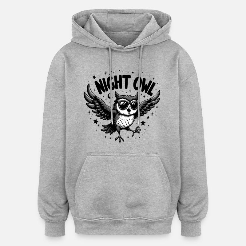 Night Owl Eule mit Sonnenbrille - Oversized Unisex Hoodie - Grau meliert