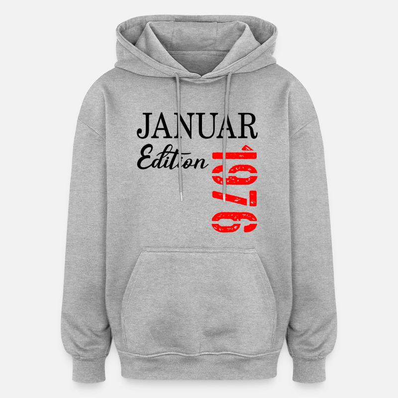 51e anniversaire janvier 1976 - Sweat à capuche oversize unisexe - gris chiné