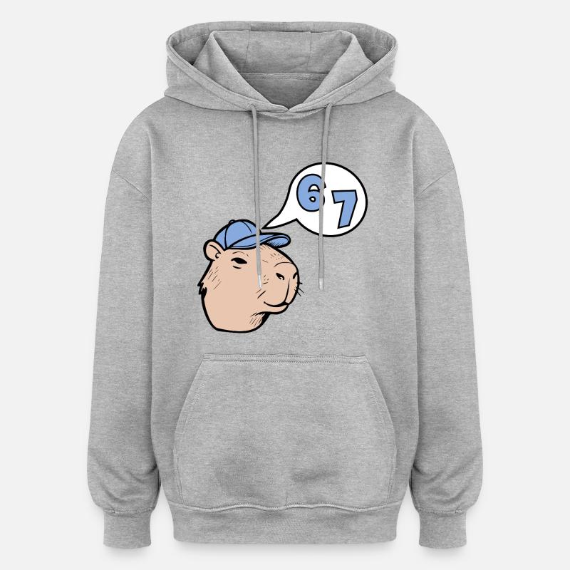 Capybara Six Sept - Réponse 67 - Sweat à capuche oversize unisexe - gris chiné