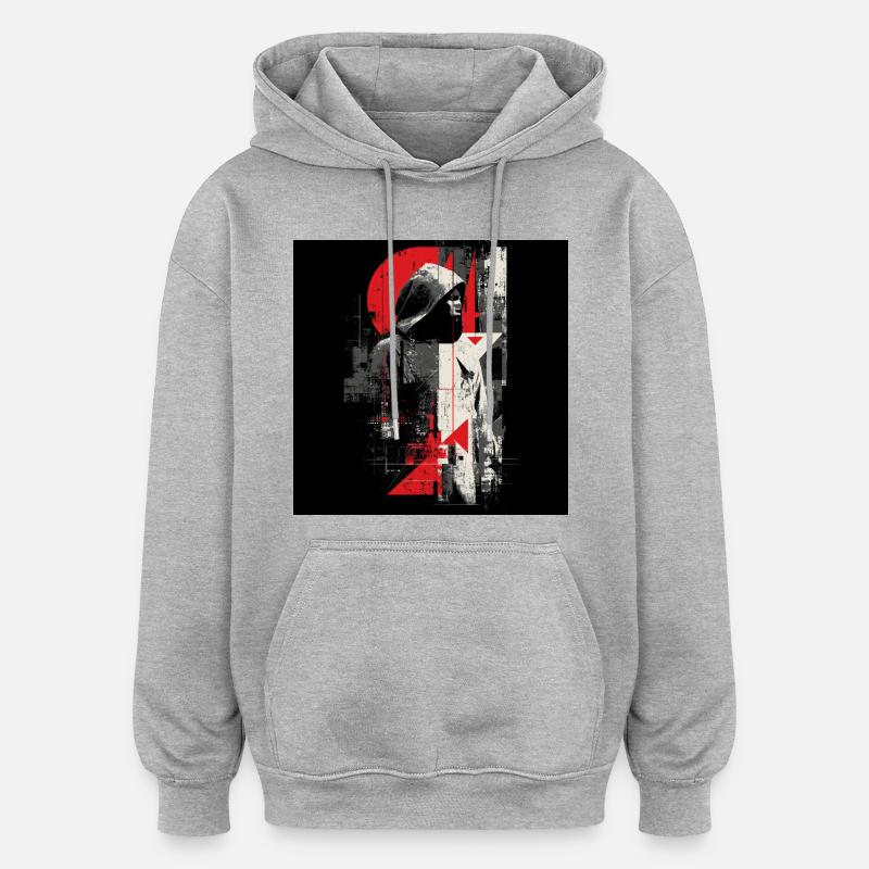 Sweat à capuche géométrique en ombre - Sweat à capuche oversize unisexe - gris chiné