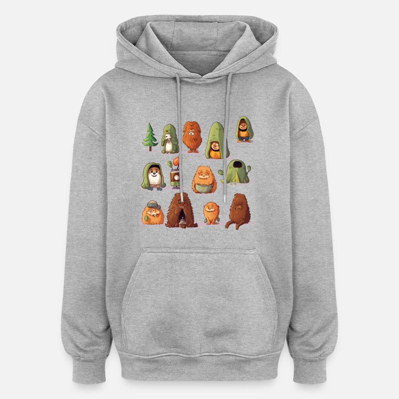 Mondes de câlins WaldYeti - Sweat à capuche oversize unisexe - gris chiné