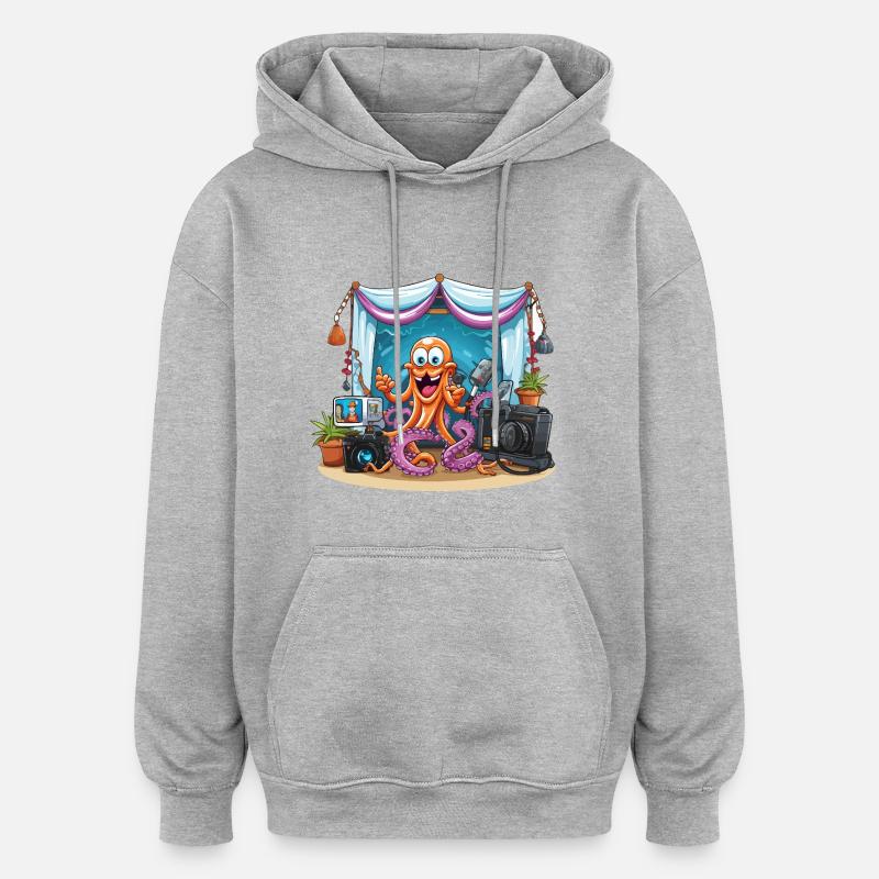 Influenceuse pieuvre sur scène - Sweat à capuche oversize unisexe - gris chiné