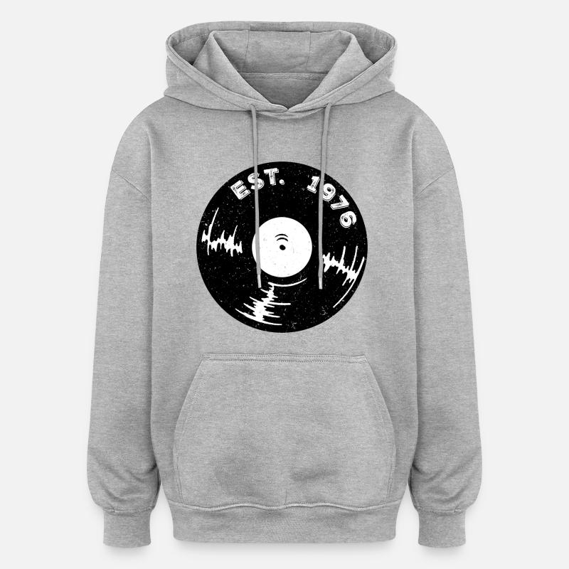 Vinyle créé en 1976 - Sweat à capuche oversize unisexe - gris chiné