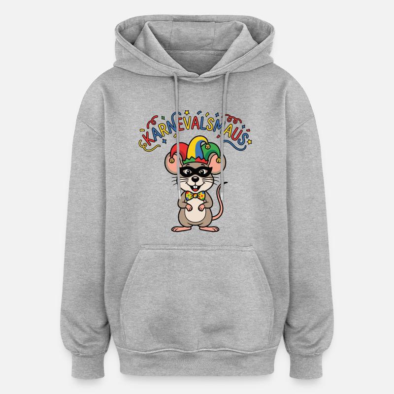 Karnevalsmaus Karneval Köln Kölner Karnevals Maus - Oversized Unisex Hoodie - Grau meliert