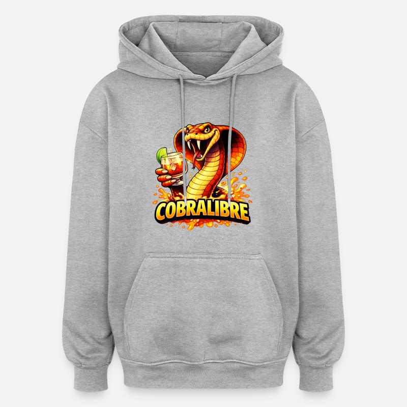 Kobra Cocktail Illustration Cobra Libre - Sweat à capuche oversize unisexe - gris chiné