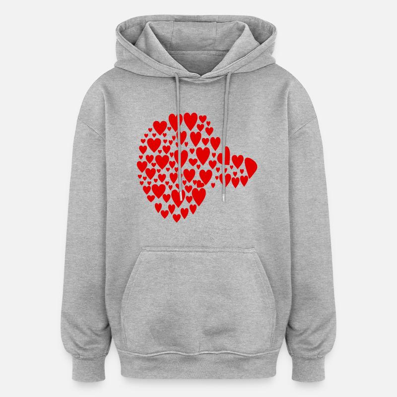 Chiens teckels - Cœur de tête - Sweat à capuche oversize unisexe - gris chiné