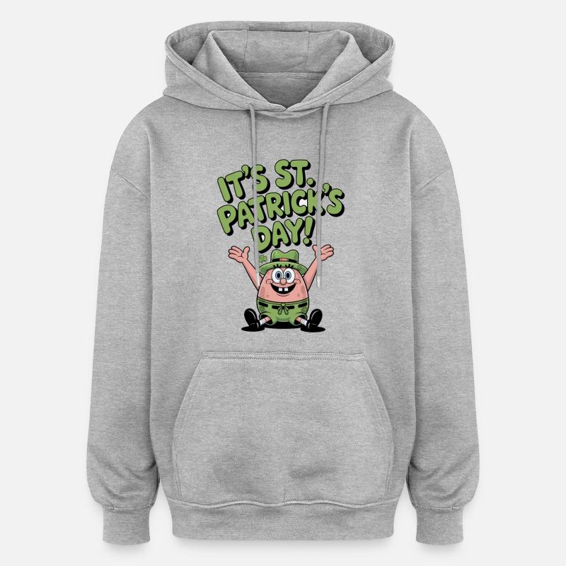 Grüner Sternfisch St Patrick Design - Oversized Unisex Hoodie - Grau meliert