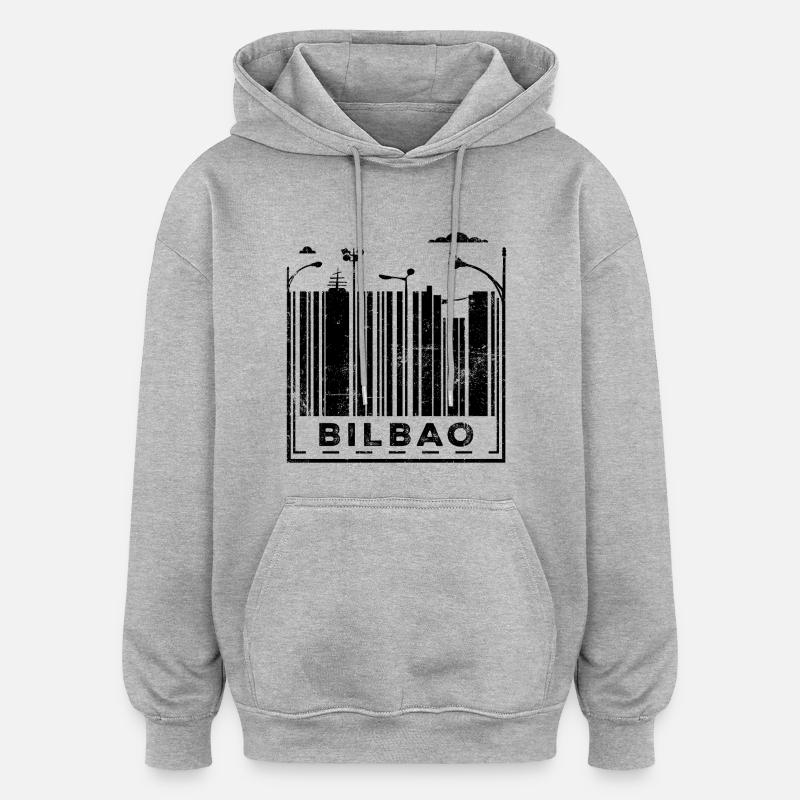 Code-barres de Bilbao - Sweat à capuche oversize unisexe - gris chiné