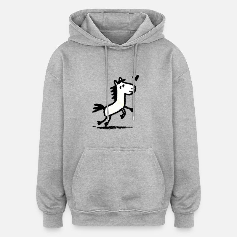 Hottehü - Sweat à capuche oversize unisexe - gris chiné