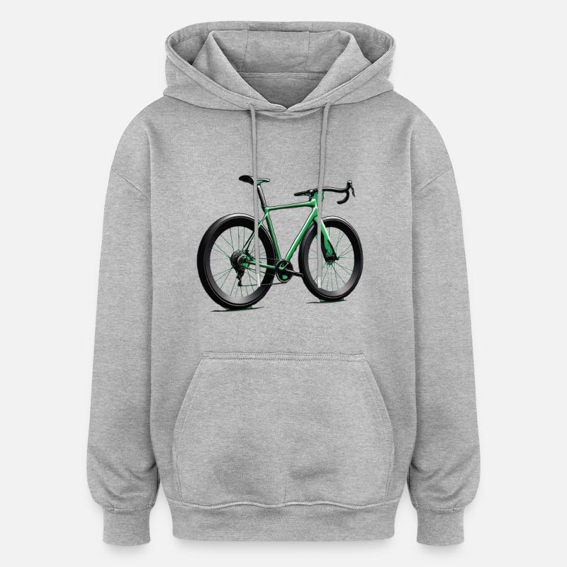 Vélo de route style néon vert - Sweat à capuche oversize unisexe - gris chiné