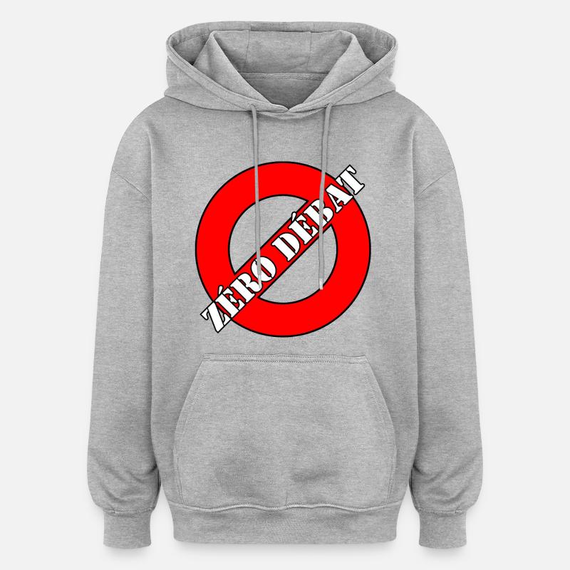 ZÉRO DÉBAT. - Sweat à capuche oversize unisexe - gris chiné