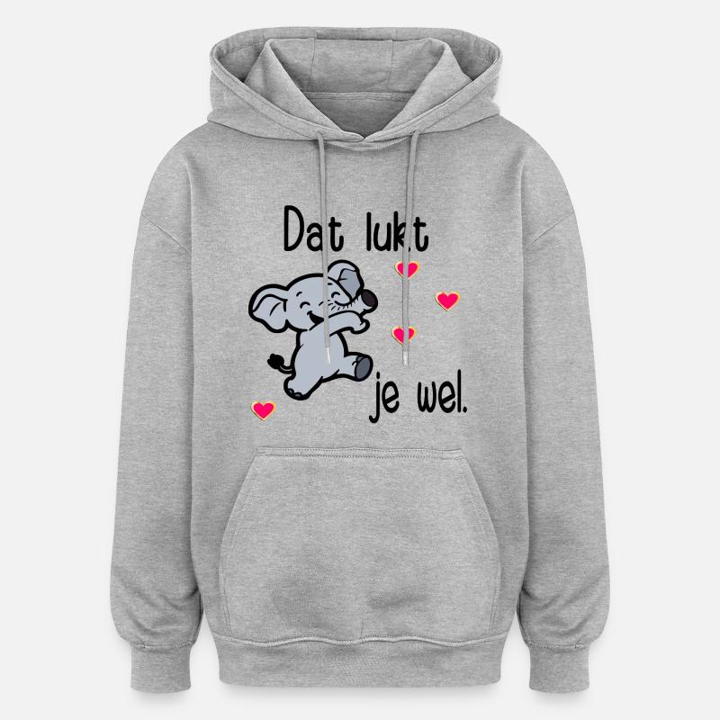 Prüfungsmotivation Elefant - Oversized Unisex Hoodie - Grau meliert