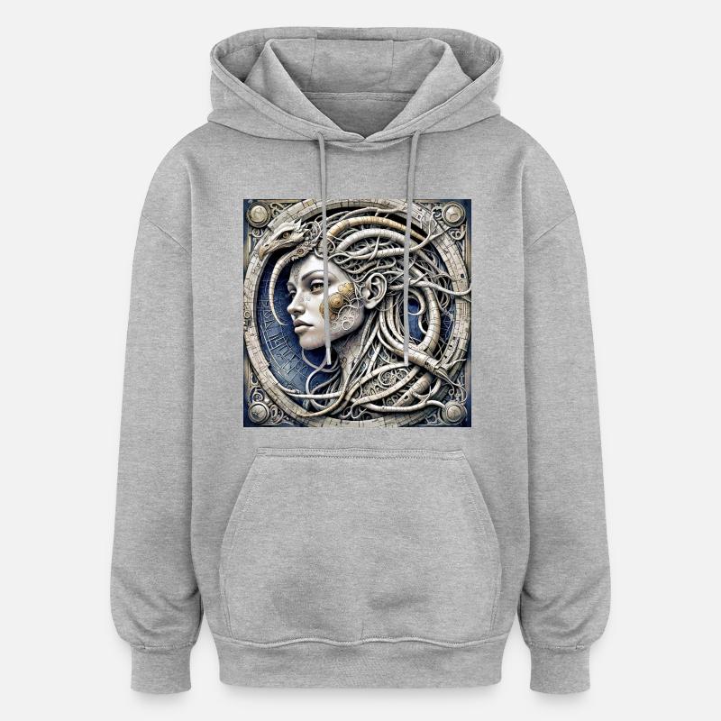 Ppatch 02 - Sweat à capuche oversize unisexe - gris chiné