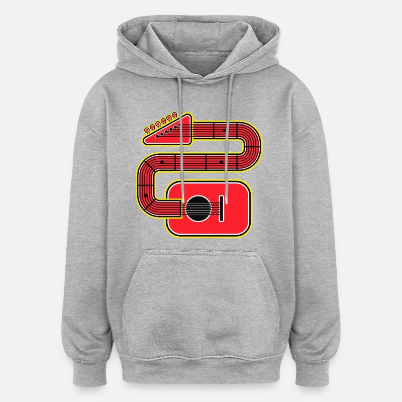 Chitarra Red Abstract Shape - Felpa con cappuccio unisex oversize - grigio melange