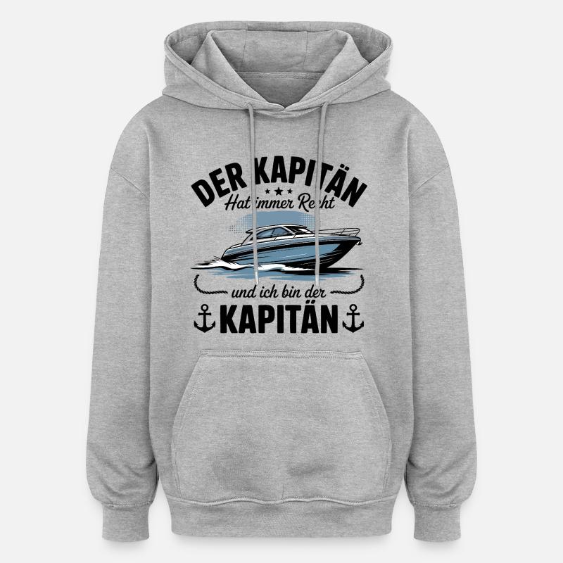 Kapitän Boot Bootsführerschein - Oversized Unisex Hoodie - Grau meliert