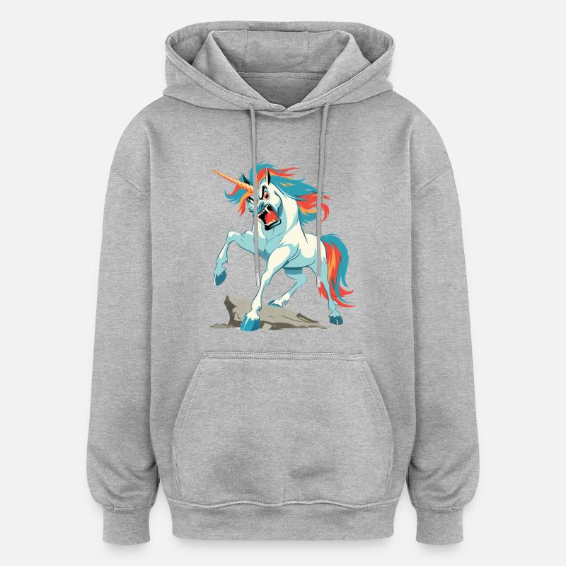 Angrycorn - Sweat à capuche oversize unisexe - gris chiné