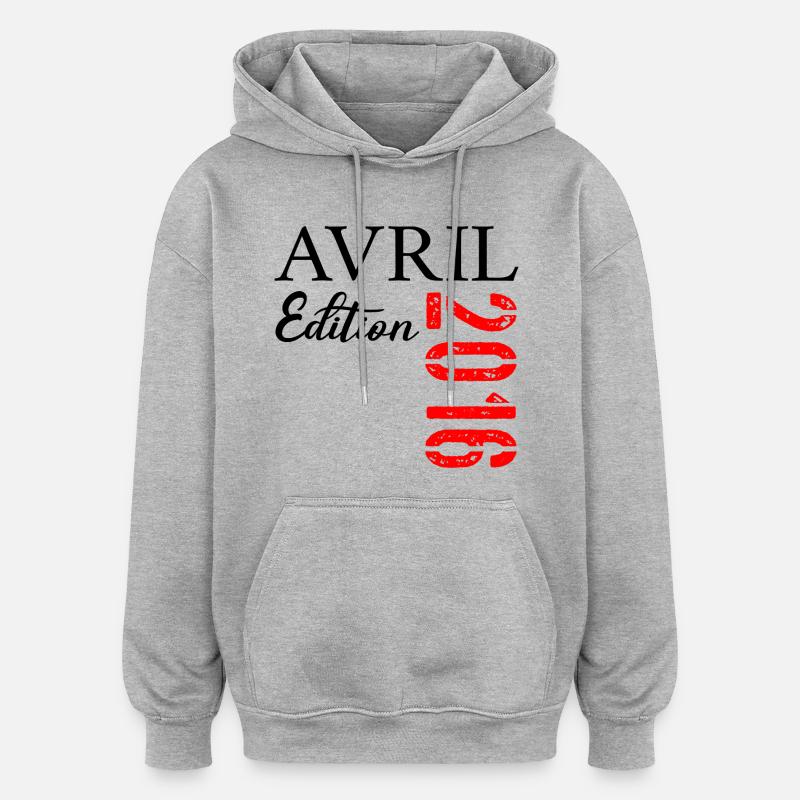 11e Anniversaire Avril 2016 - Sweat à capuche oversize unisexe - gris chiné