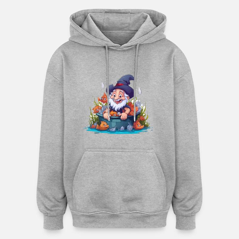 Magicien dans l’aquarium - Sweat à capuche oversize unisexe - gris chiné