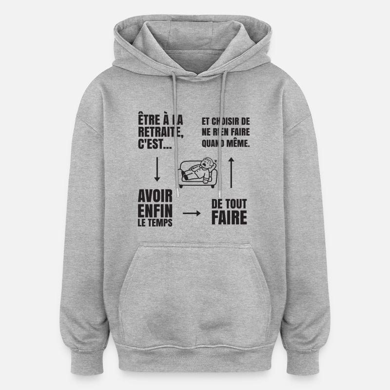 Die Kunst des Nichtstuns (schwarzer Text) - Oversized Unisex Hoodie - Grau meliert