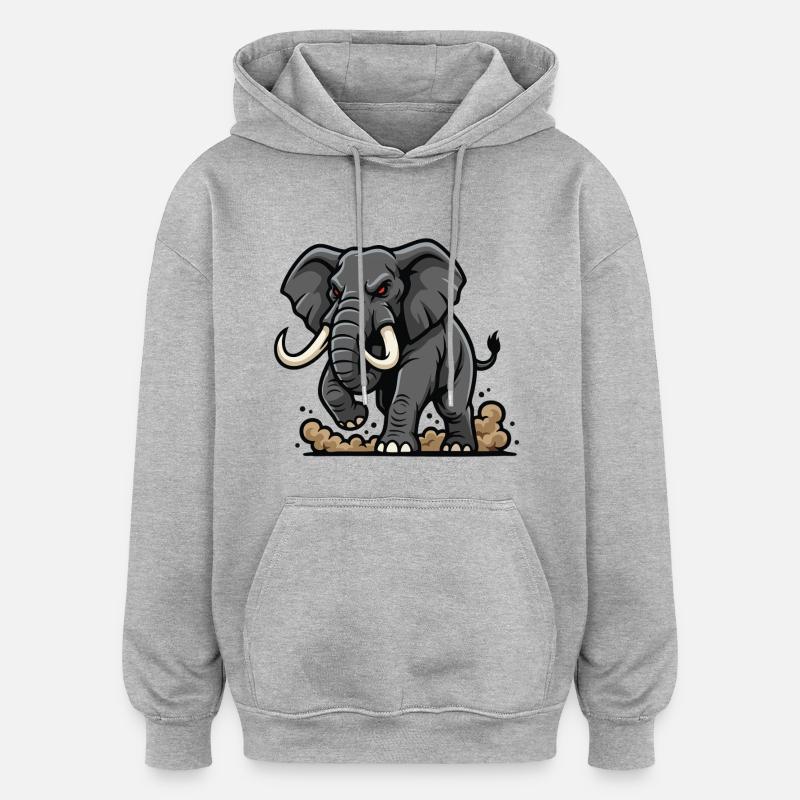 Wild Elephant Charge Maskottchen Elefanten Power - Oversized Unisex Hoodie - Grau meliert