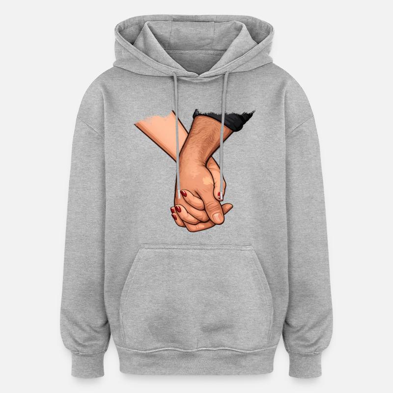 Se tenir la main Proximité connectée - Sweat à capuche oversize unisexe - gris chiné