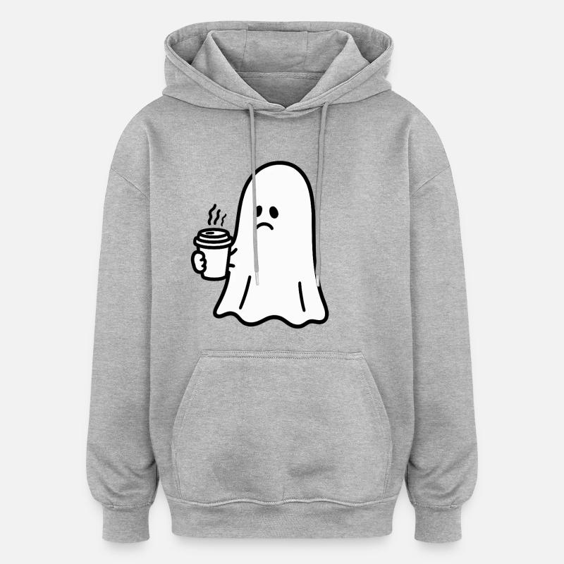 Geist Kaffee Halloween Süßes oder Saures - Oversized Unisex Hoodie - Grau meliert