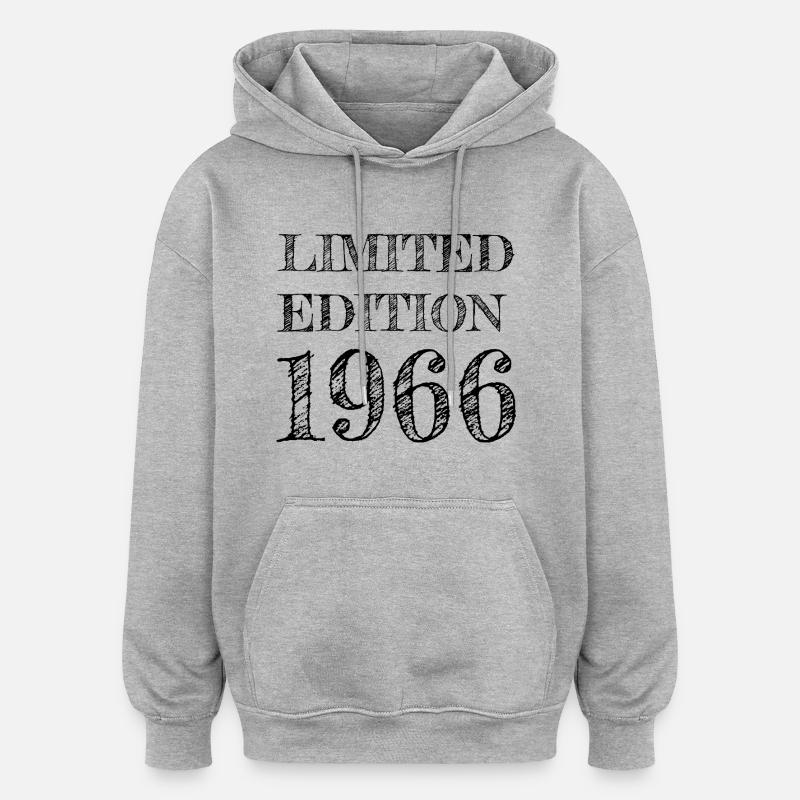 1966 Année de naissance - Sweat à capuche oversize unisexe - gris chiné