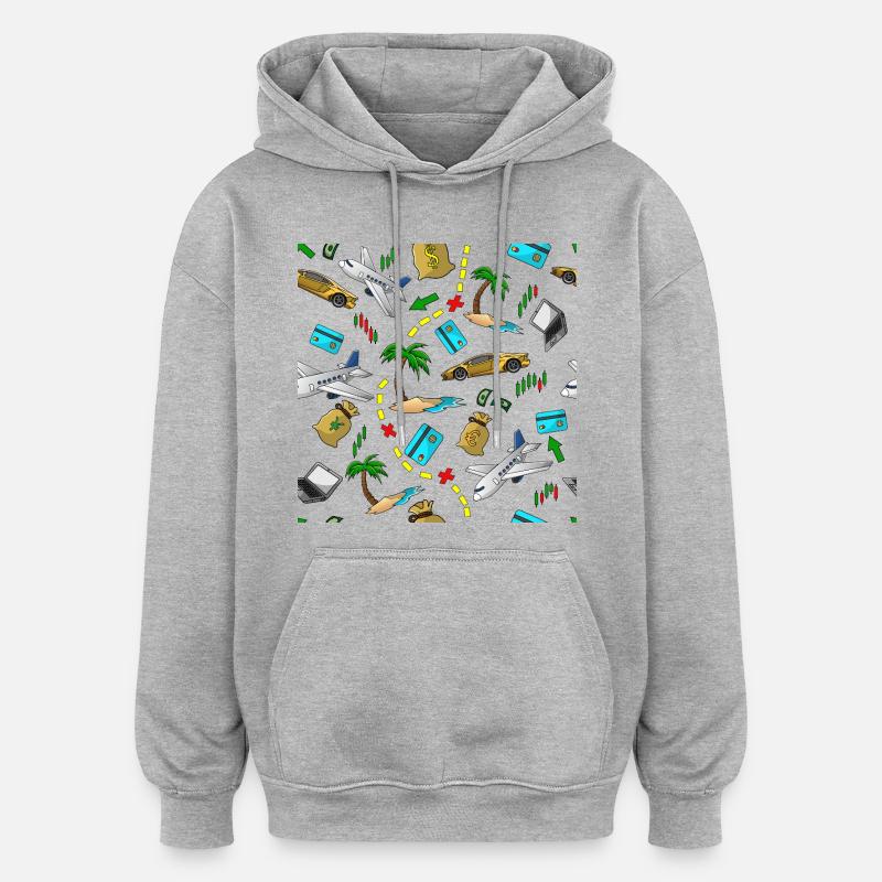 Reisegeld Muster - Oversized Unisex Hoodie - Grau meliert