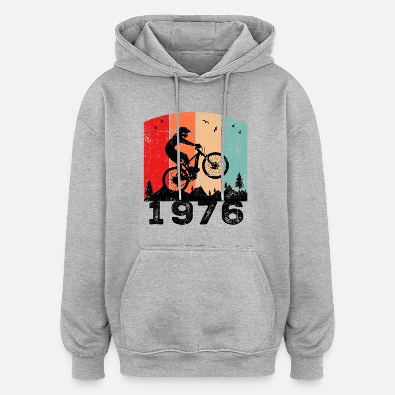 Annata 1976 - Felpa con cappuccio unisex oversize - grigio melange