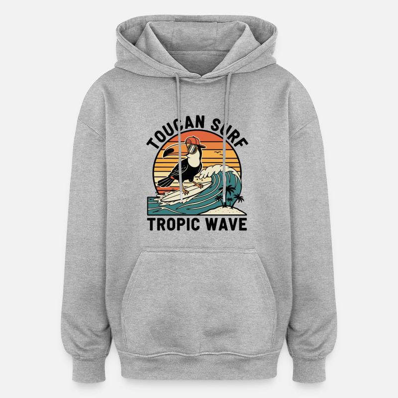 Toucan Surf Tropic Wave Ocean Vibes - Sweat à capuche oversize unisexe - gris chiné