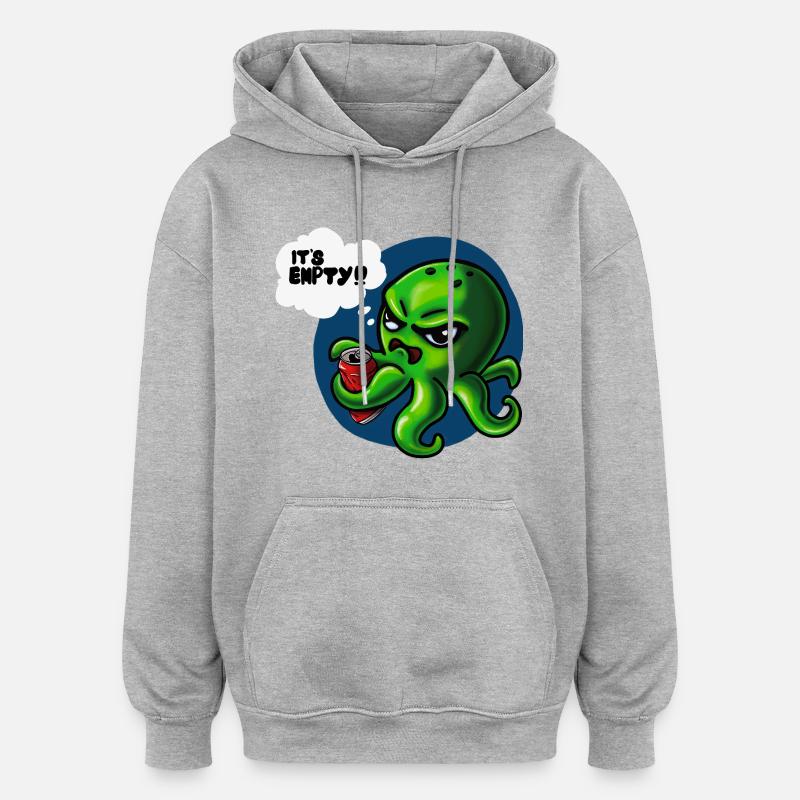 Grumpy Kraken - Sweat à capuche oversize unisexe - gris chiné