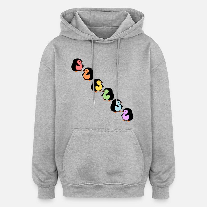 Inclusion : Diversité Penguins - Sweat à capuche oversize unisexe - gris chiné