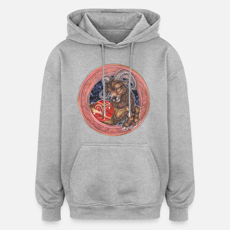 Zodiac Sign Sternzeichen Widder Aries Geschenk - Oversized Unisex Hoodie - Grau meliert